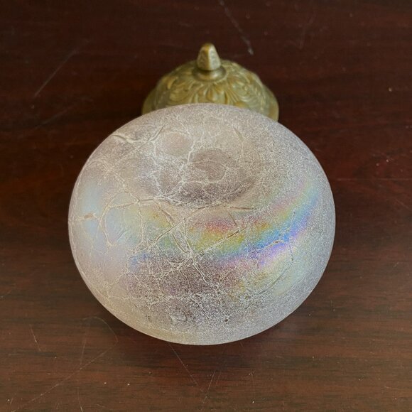 Silvestri Hand blown glass Jar w/ Lid, pink iridescent, Made in Italy - Picture 3 of 4